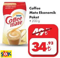 COFFEE MATE KAHVE BEYAZLATICI EKONOMİK PAKET 200 G COFFEE MATE KAHVE BEYAZLATICI EKONOMİK PAKET 200 G